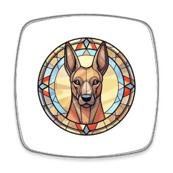 Belgischer Malinois Hunderasse Buntglas Bunt - Viereckiger Kühlschrankmagnet - Weiß - Vorne
