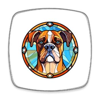 Boxer Hund Rasse Buntes Glas Buntes Aquarell - Viereckiger Kühlschrankmagnet - Weiß - Vorne