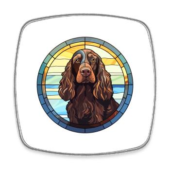 Boykin Spaniel Dog Breed Stained Glass Colorful Wa - Square fridge magnet - white - Front