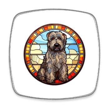 Bouvier Des Flandres race chien vitrail couleur - Magnet carré - blanc - Devant
