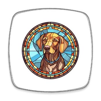 Burgos Pointer Dog Breed Stained Glass Colorful Wa - Square fridge magnet - white - Front