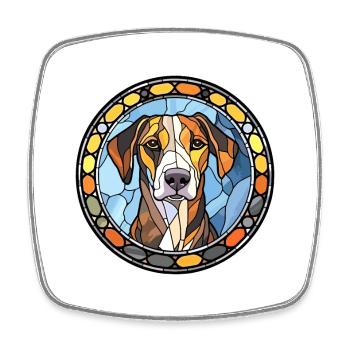 Catahoula Cur chien race vitrail coloré Wat - Magnet carré - blanc - Devant