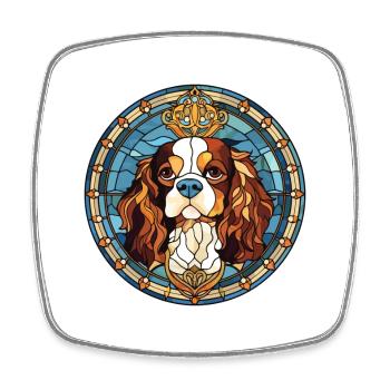 Cavalier Dog Breed Stained Glass Colorful Watercol - Square fridge magnet - white - Front