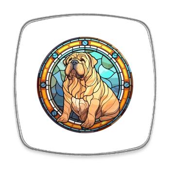 Chinesische Shar Pei Hunderasse Buntes Glas - Viereckiger Kühlschrankmagnet - Weiß - Vorne