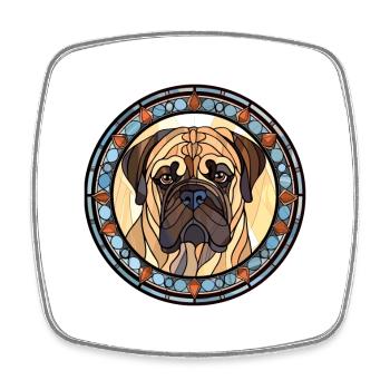 Bullmastiff Dog Breed Stained Glass Colorful Water - Square fridge magnet - white - Front