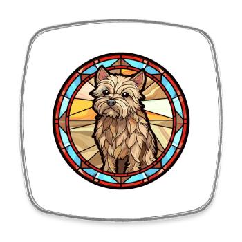 Cairn Terrier Hunderasse Buntes Glas Wat - Viereckiger Kühlschrankmagnet - Weiß - Vorne