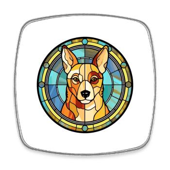 Canaan chien race vitrail aquarelle colorée - Magnet carré - blanc - Devant