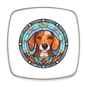 Cesky Fousek chien race vitrail coloré Wate - Magnet carré - blanc - Devant