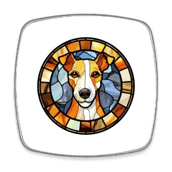 Chilenischer Foxterrier Hunderasse Buntglas Colorf - Viereckiger Kühlschrankmagnet - Weiß - Vorne