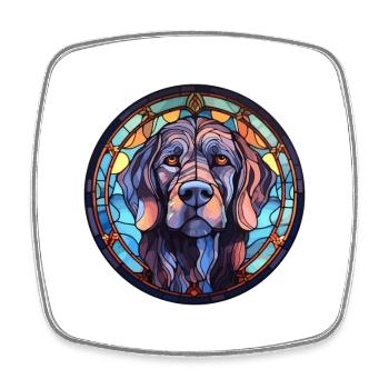 Cierny Sery Dog Breed Stained Glass Colorful Water - Square fridge magnet - white - Front