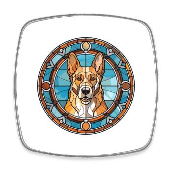 Kroatischer Schäferhund Rasse Buntes Glas - Viereckiger Kühlschrankmagnet - Weiß - Vorne