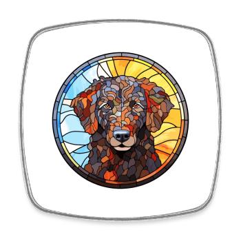 Lockig beschichtete Retriever-Hunderasse Buntglas Col - Viereckiger Kühlschrankmagnet - Weiß - Vorne