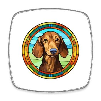 Dackel Hund Rasse Buntes Glas Buntes Wasserco - Viereckiger Kühlschrankmagnet - Weiß - Vorne