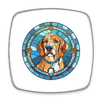 Deutscher Wachtelhund Hunderasse Buntglas Colo - Viereckiger Kühlschrankmagnet - Weiß - Vorne