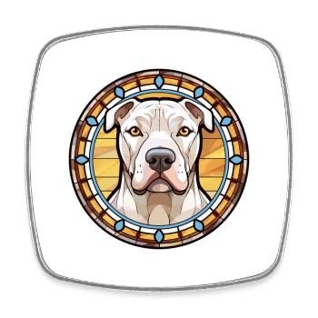 Dogo Argentino Dog Breed Stained Glass Colorful Wa - Square fridge magnet - white - Front