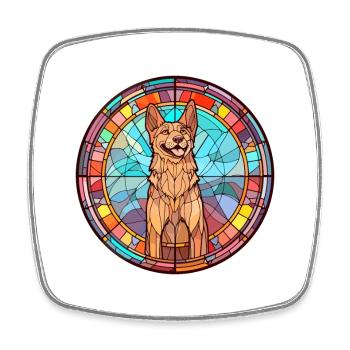 Tschechoslowakischer Wolfshund Hunderasse Stained Glass Co - Viereckiger Kühlschrankmagnet - Weiß - Vorne