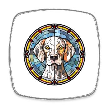 Dalmatien chien race vitrail coloré Waterco - Magnet carré - blanc - Devant