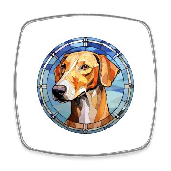 Cretan Hound Dog Breed Stained Glass Colorful Wate - Square fridge magnet - white - Front