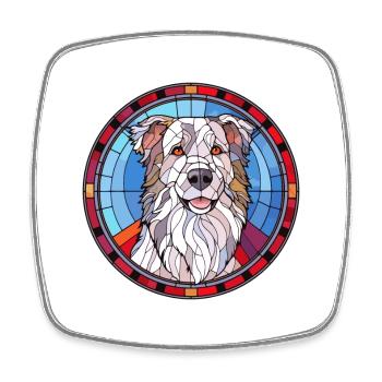 Kroatischer Schäferhund Hunderasse Buntes Glas - Viereckiger Kühlschrankmagnet - Weiß - Vorne