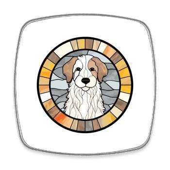 Cumberland chien de berger chien race vitrail Colorf - Magnet carré - blanc - Devant