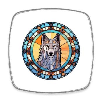 Tschechoslowakischer Wolfshund Hunderasse Buntglas Farbe - Viereckiger Kühlschrankmagnet - Weiß - Vorne