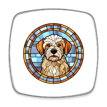 Dandie Dinmont Terrier Dog Breed Stained Glass Col - Square fridge magnet - white - Front