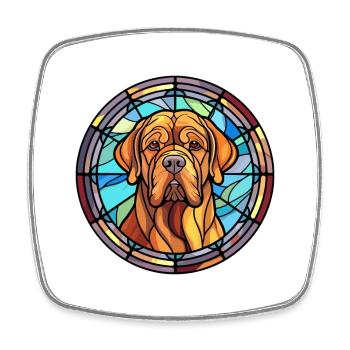 Bordeauxdogge Hunderasse Buntglas bunt - Viereckiger Kühlschrankmagnet - Weiß - Vorne