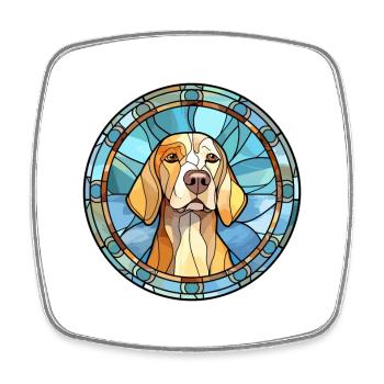 Dunker Hund Rasse Buntes Glas Buntes Aquarell - Viereckiger Kühlschrankmagnet - Weiß - Vorne
