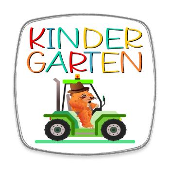 Kindergarten Kind Traktor - Viereckiger Kühlschrankmagnet - Weiß - Vorne