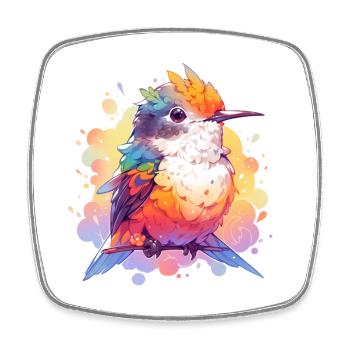 Cute Colorful Bird Nature Detailed Shirt - Square fridge magnet - white - Front