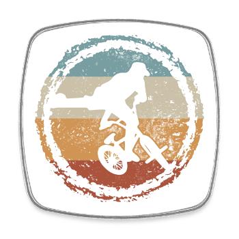 Retro Sonnenuntergang BMX Stunt - Viereckiger Kühlschrankmagnet - Weiß - Vorne