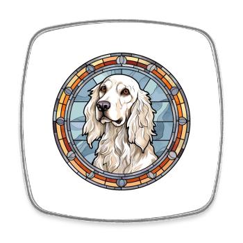 Setter anglais chien race vitrail coloré Wa - Magnet carré - blanc - Devant
