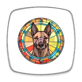 Berger hollandais chien race vitrail coloré Wa - Magnet carré - blanc - Devant