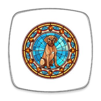 Dutch Smoushond Dog Breed Stained Glass Colorful W - Square fridge magnet - white - Front