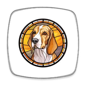 Englischer Foxhound Hunderasse Buntglas Bunt - Viereckiger Kühlschrankmagnet - Weiß - Vorne