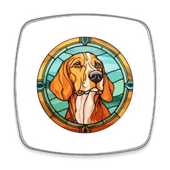 Finnish Hound Dog Breed Stained Glass Colorful Wat - Square fridge magnet - white - Front