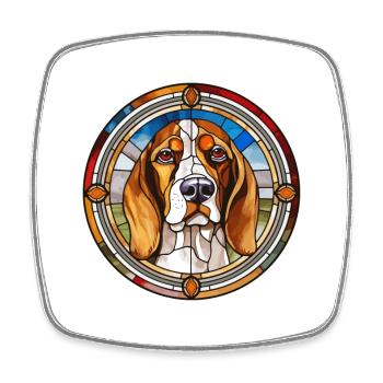 Français Tricolore chien chien race vitrail Colo - Magnet carré - blanc - Devant