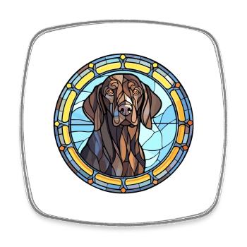 Frisian Pointing Dog Breed Stained Glass Colorful - Square fridge magnet - white - Front