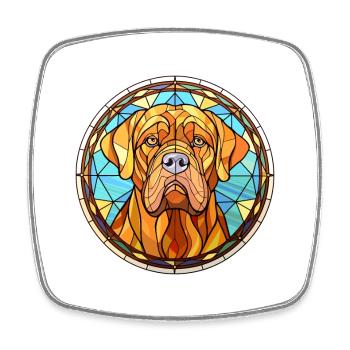 Französische Bordeaux Mastiff Hunderasse Buntglas Co - Viereckiger Kühlschrankmagnet - Weiß - Vorne
