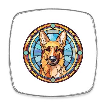 Garafian Shepherd chien race vitrail coloré - Magnet carré - blanc - Devant