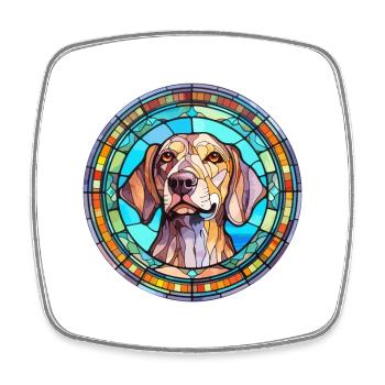 Gascogne Saintongeois Hunderasse Buntglas Farbe - Viereckiger Kühlschrankmagnet - Weiß - Vorne
