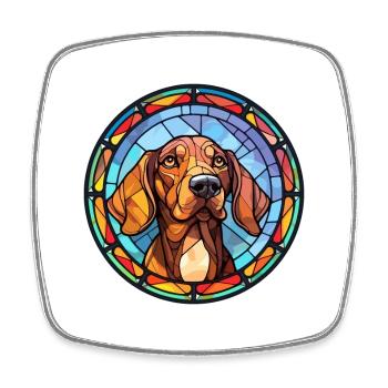 German Hound Dog Breed Stained Glass Colorful Wate - Square fridge magnet - white - Front
