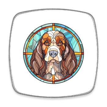 Épagneul allemand chien race vitrail coloré Wa - Magnet carré - blanc - Devant