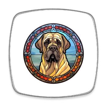 Englische Dogge Hunderasse Buntes Glas Buntes W - Viereckiger Kühlschrankmagnet - Weiß - Vorne