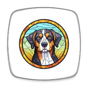Entlebucher Mountain Dog race vitrail couleur - Magnet carré - blanc - Devant