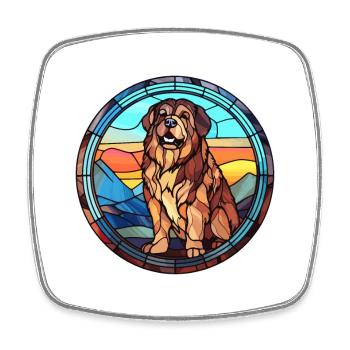 Estrela Mountain Dog Breed Stained Glass Colorful - Square fridge magnet - white - Front