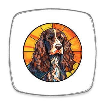 Feld Spaniel Hunderasse Buntes Glas Wat - Viereckiger Kühlschrankmagnet - Weiß - Vorne