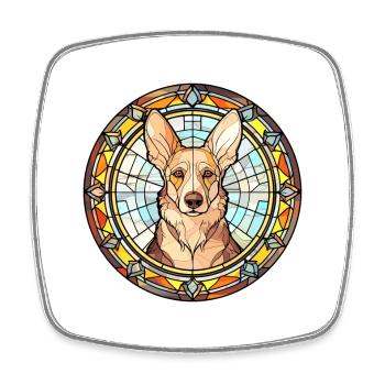 Berger géorgien chien race vitrail coloré - Magnet carré - blanc - Devant