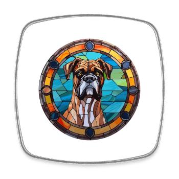 Boxer allemand chien race vitrail coloré Wate - Magnet carré - blanc - Devant