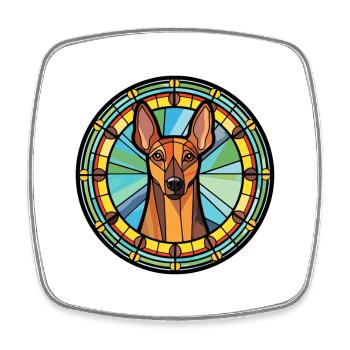 German Pinscher Dog Breed Stained Glass Colorful W - Square fridge magnet - white - Front